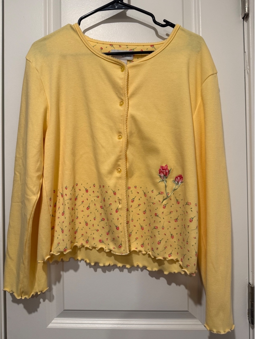 Vintage Cottagecore Intimate Classic Yellow Cardigan with Floral Print